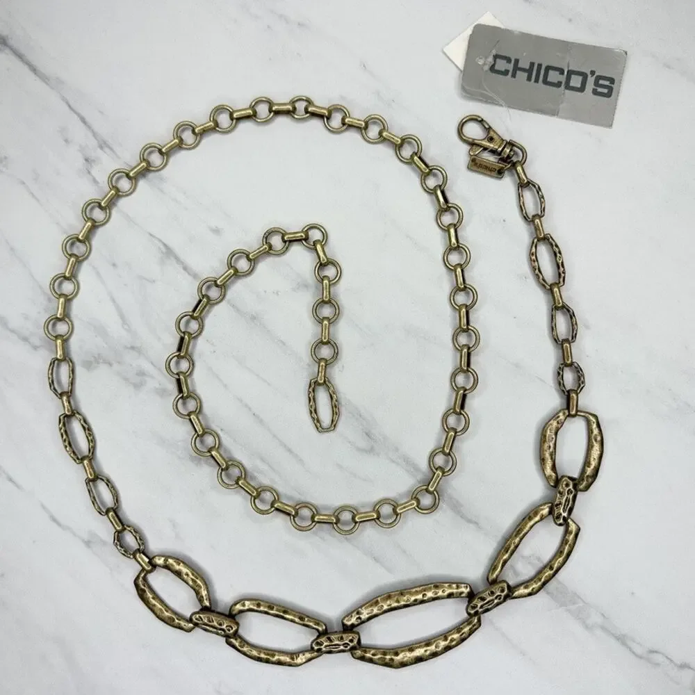 Chico's Free Spirit Gold Tone Chain Belt Medium/Large (M/L) ✨
